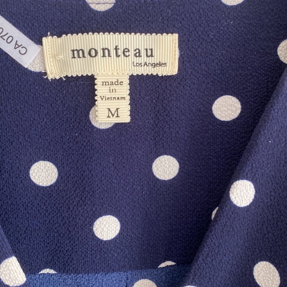 Monteau Navy blue with white Polka dot dress. Size M - Picture 3 of 9